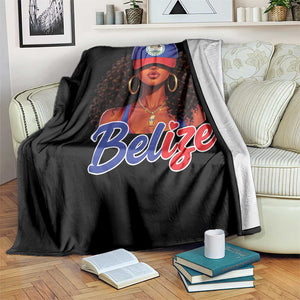 Belize Princess Throw Blanket Melanin Afro Girl Belize Flag Heritage Gift for Black Girls TS10 Print Your Wear