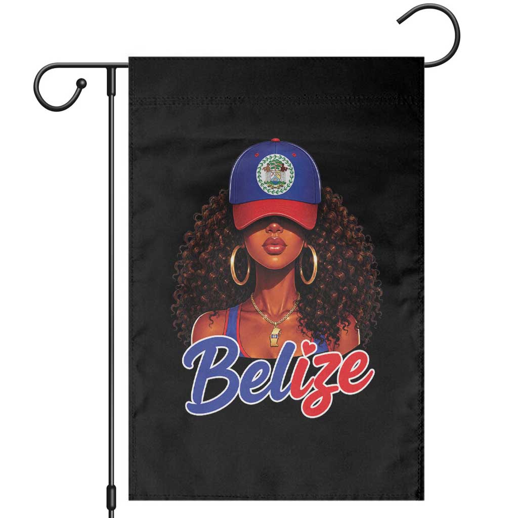 Belize Princess Garden Flag Melanin Afro Girl Belize Flag Heritage Gift for Black Girls TS10 Black Print Your Wear