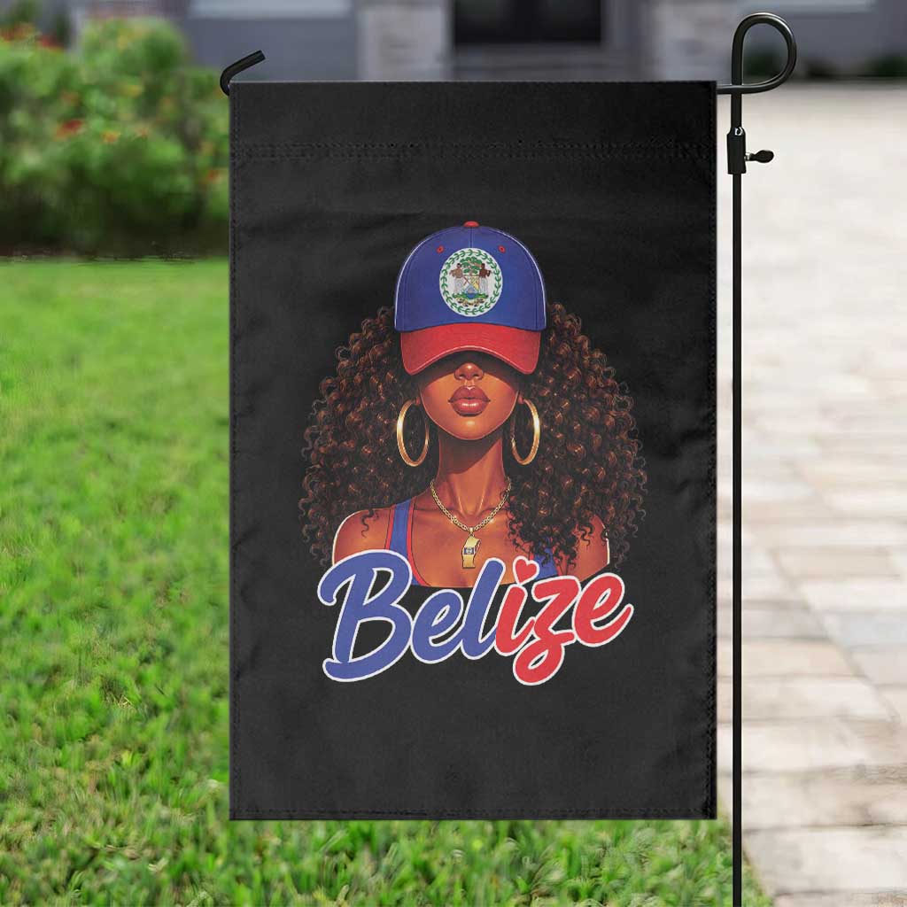 Belize Princess Garden Flag Melanin Afro Girl Belize Flag Heritage Gift for Black Girls TS10 Print Your Wear