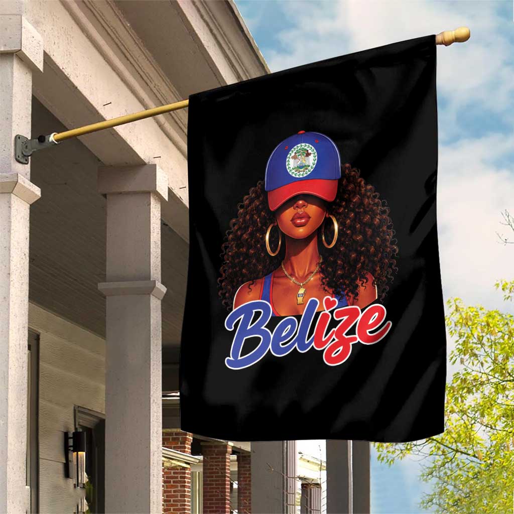 Belize Princess Garden Flag Melanin Afro Girl Belize Flag Heritage Gift for Black Girls TS10 Print Your Wear