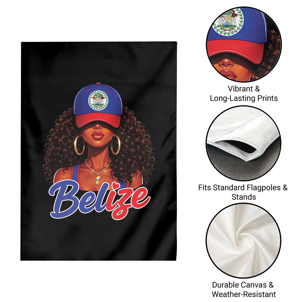Belize Princess Garden Flag Melanin Afro Girl Belize Flag Heritage Gift for Black Girls TS10 Print Your Wear