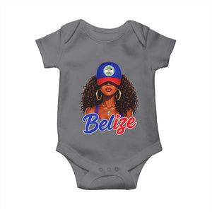 Belize Princess Baby Onesie Melanin Afro Girl Belize Flag Heritage Gift for Black Girls TS10 Charcoal Print Your Wear