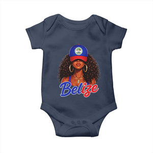 Belize Princess Baby Onesie Melanin Afro Girl Belize Flag Heritage Gift for Black Girls TS10 Navy Print Your Wear