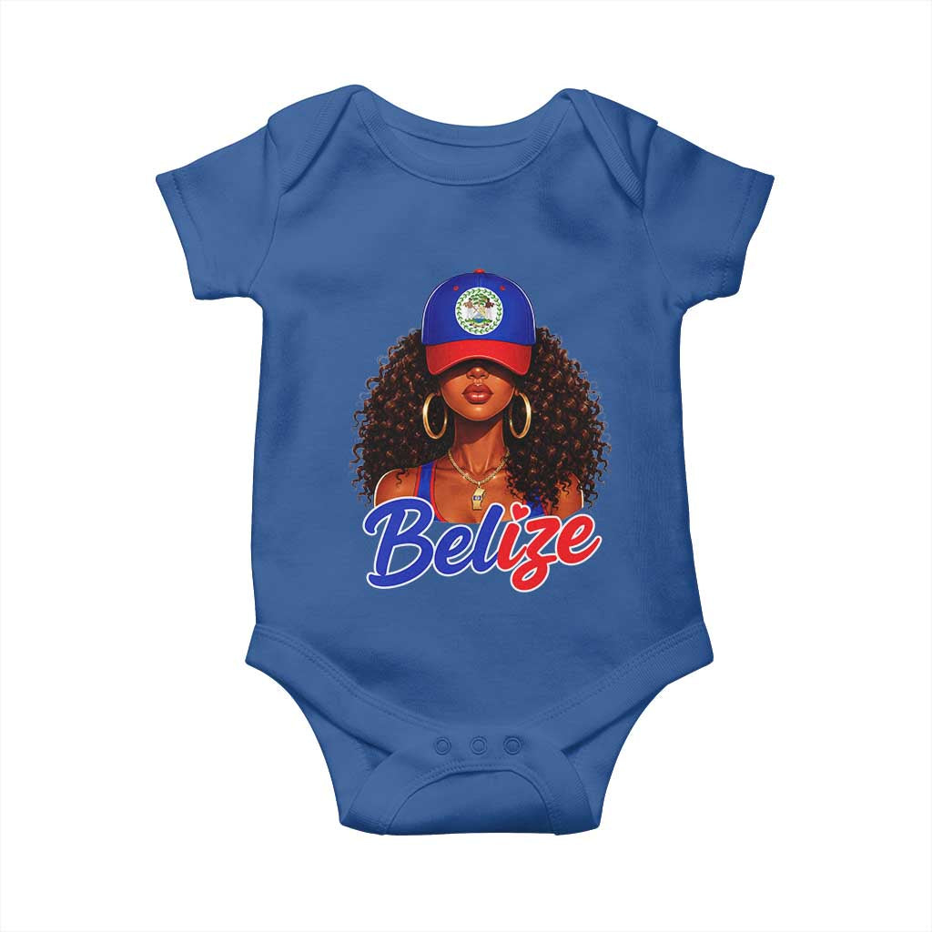 Belize Princess Baby Onesie Melanin Afro Girl Belize Flag Heritage Gift for Black Girls TS10 Royal Blue Print Your Wear