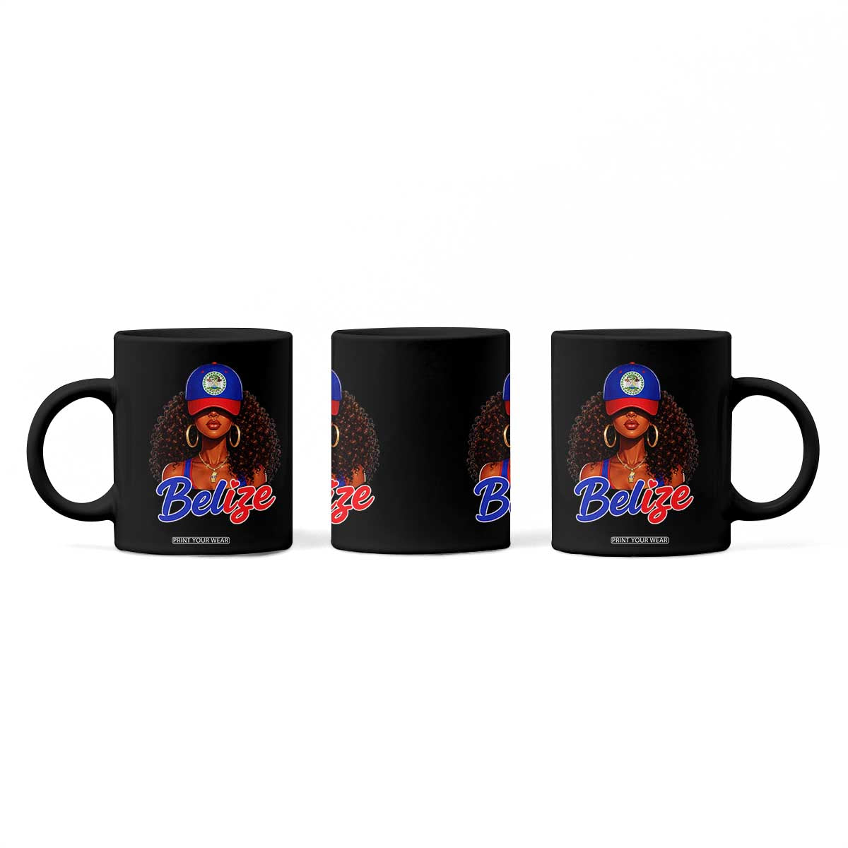 Belize Princess Coffee Mug Melanin Afro Girl Belize Flag Heritage Gift for Black Girls TS10 Print Your Wear