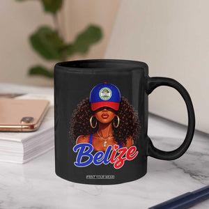 Belize Princess Coffee Mug Melanin Afro Girl Belize Flag Heritage Gift for Black Girls TS10 Print Your Wear
