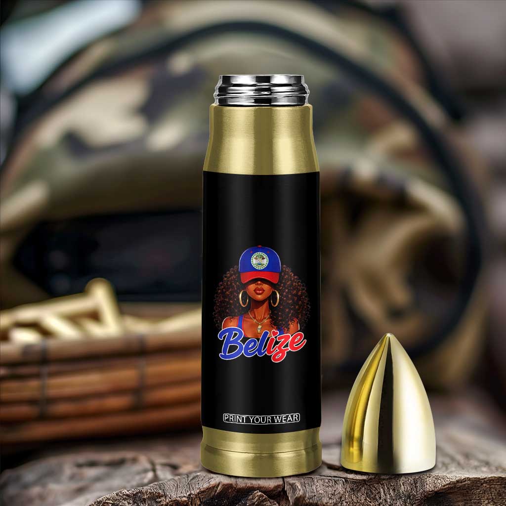 Belize Princess Bullet Tumbler Melanin Afro Girl Belize Flag Heritage Gift for Black Girls TS10 Print Your Wear