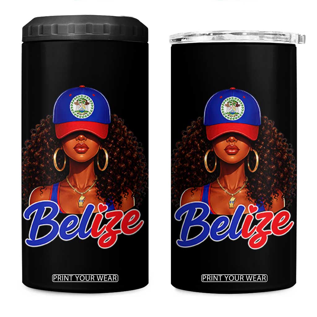 Belize Princess 4 in 1 Can Cooler Tumbler Melanin Afro Girl Belize Flag Heritage Gift for Black Girls TS10 One Size: 16 oz Black Print Your Wear