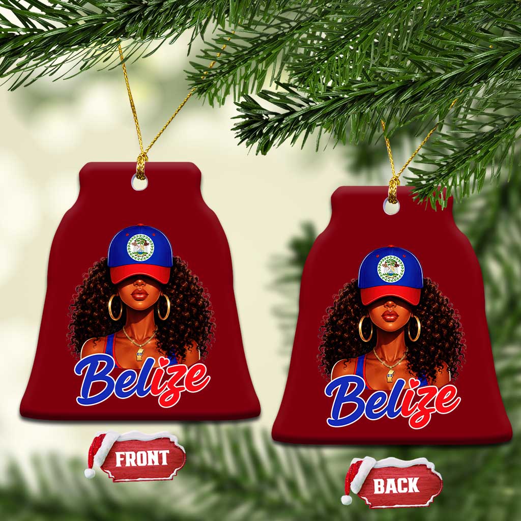 Belize Princess Ceramic Ornament Melanin Afro Girl Belize Flag Heritage Gift for Black Girls TS10 Print Your Wear