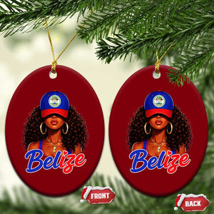 Belize Princess Ceramic Ornament Melanin Afro Girl Belize Flag Heritage Gift for Black Girls TS10 Print Your Wear