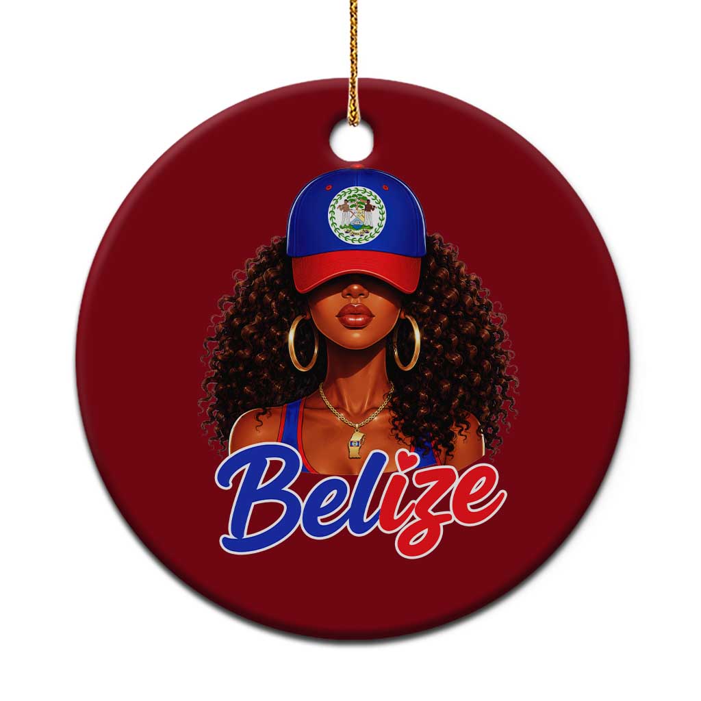 Belize Princess Ceramic Ornament Melanin Afro Girl Belize Flag Heritage Gift for Black Girls TS10 1pc Red Print Your Wear