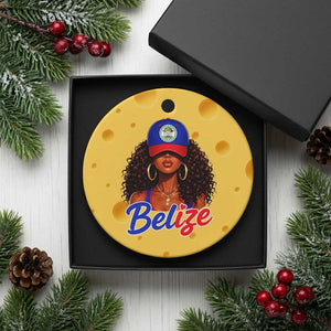 Belize Princess Ceramic Ornament Melanin Afro Girl Belize Flag Heritage Gift for Black Girls TS10 1pc Yellow Cheese Print Your Wear