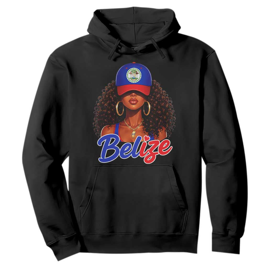 Belize Princess Hoodie Melanin Afro Girl Belize Flag Heritage Gift for Black Girls TS10 Black Print Your Wear