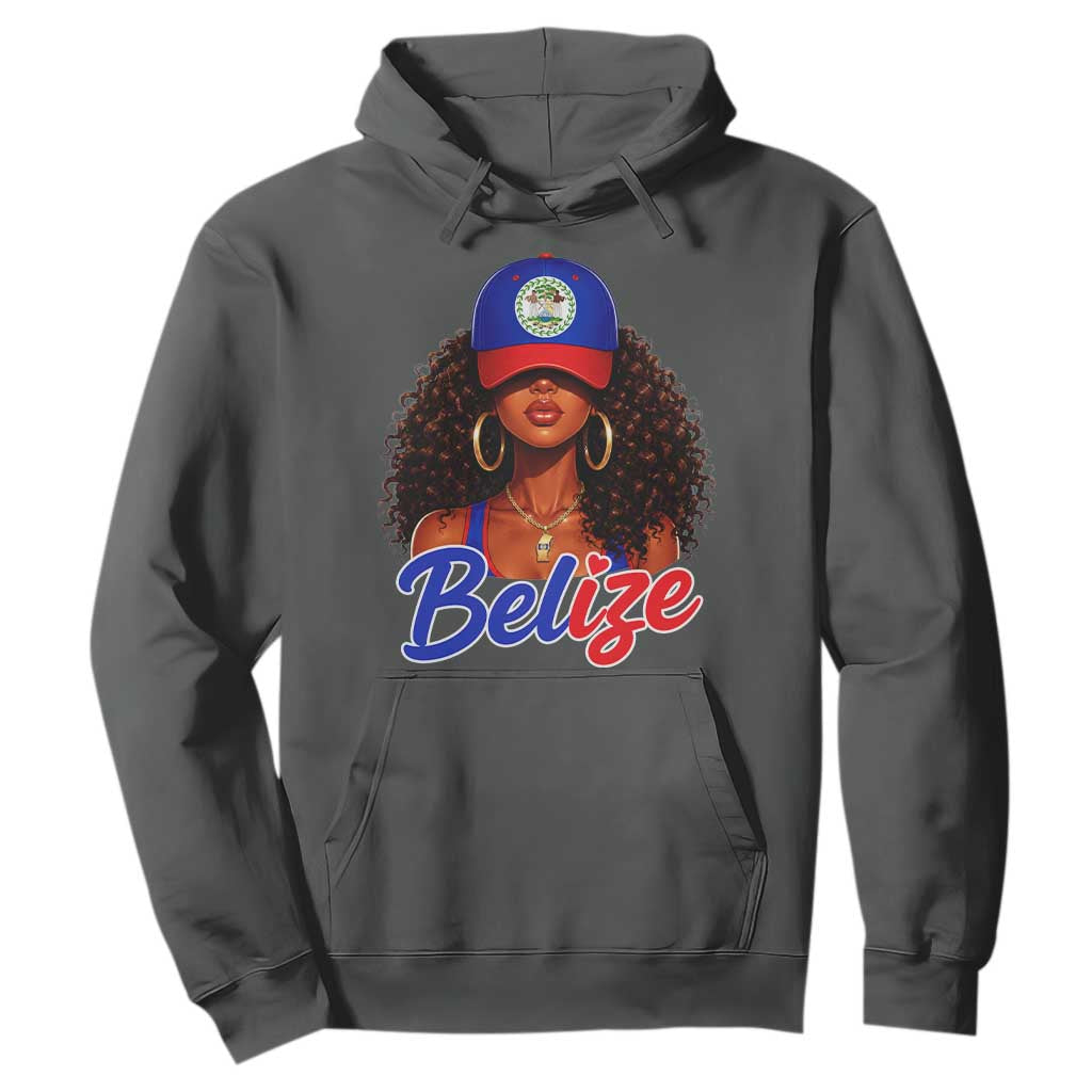 Belize Princess Hoodie Melanin Afro Girl Belize Flag Heritage Gift for Black Girls TS10 Dark Heather Print Your Wear