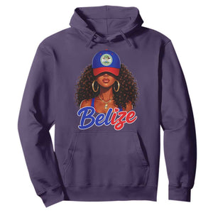 Belize Princess Hoodie Melanin Afro Girl Belize Flag Heritage Gift for Black Girls TS10 S Purple Print Your Wear