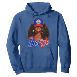 Belize Princess Hoodie Melanin Afro Girl Belize Flag Heritage Gift for Black Girls TS10 Royal Blue Print Your Wear
