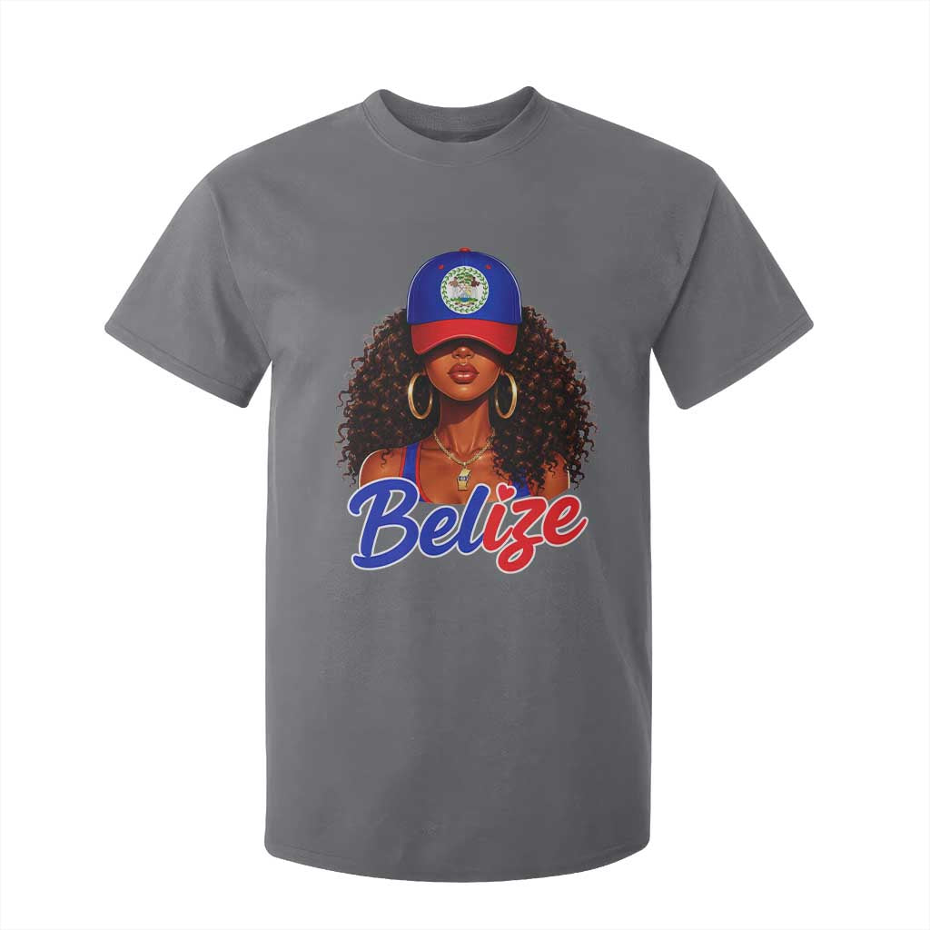 Belize Princess T Shirt For Kid Melanin Afro Girl Belize Flag Heritage Gift for Black Girls TS10 Charcoal Print Your Wear