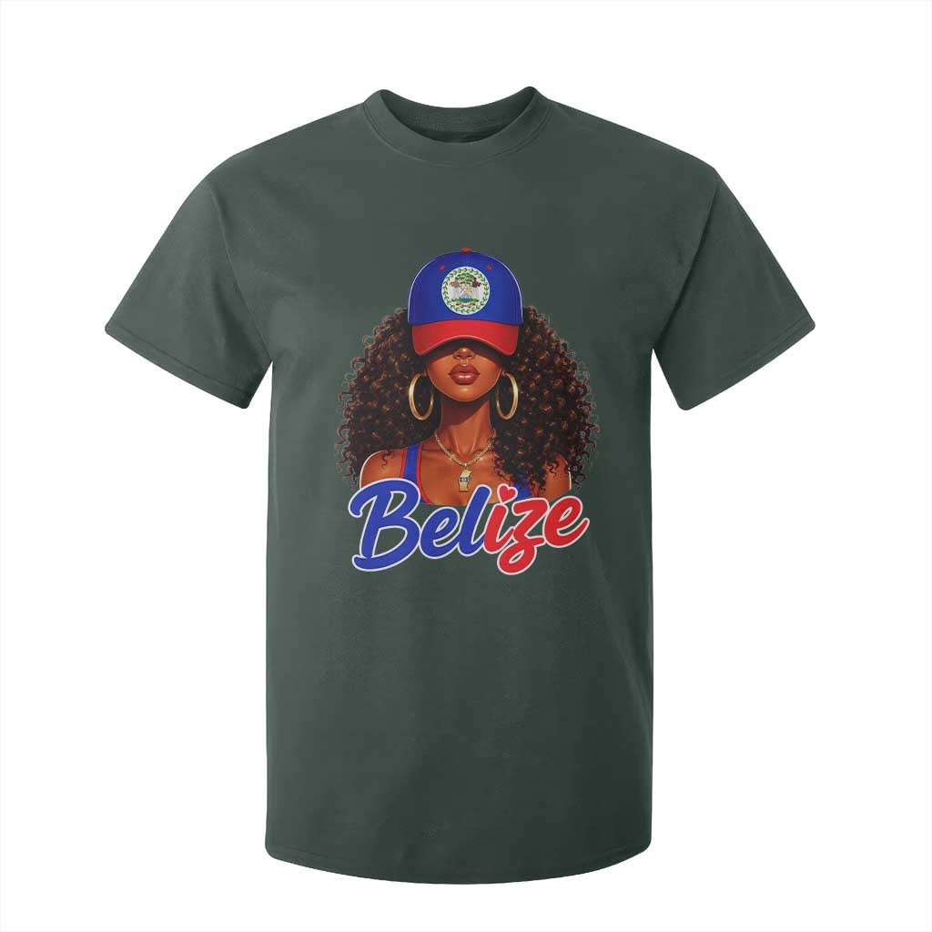 Belize Princess T Shirt For Kid Melanin Afro Girl Belize Flag Heritage Gift for Black Girls TS10 Dark Forest Green Print Your Wear