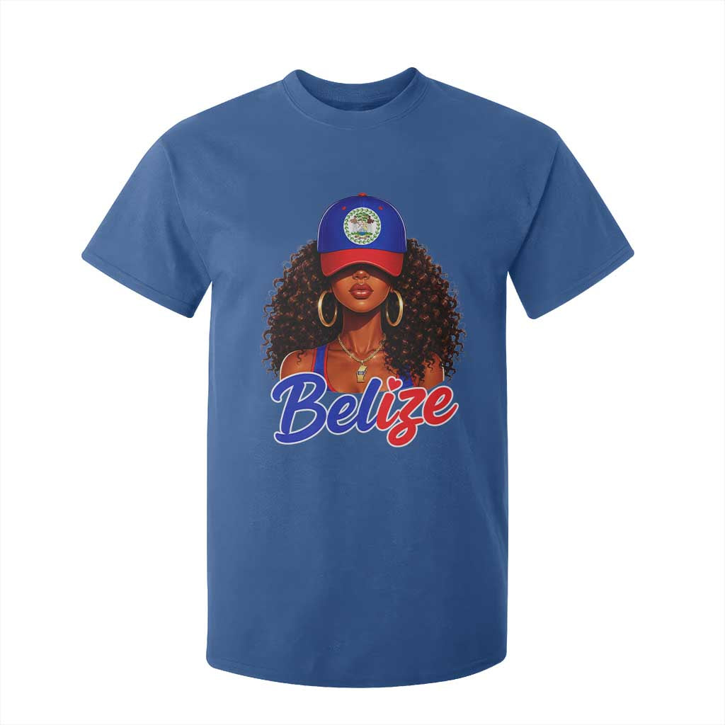 Belize Princess T Shirt For Kid Melanin Afro Girl Belize Flag Heritage Gift for Black Girls TS10 Royal Blue Print Your Wear