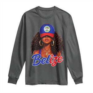 Belize Princess Long Sleeve Shirt Melanin Afro Girl Belize Flag Heritage Gift for Black Girls TS10 Dark Heather Print Your Wear