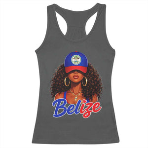 Belize Princess Racerback Tank Top Melanin Afro Girl Belize Flag Heritage Gift for Black Girls TS10 Dark Heather Print Your Wear