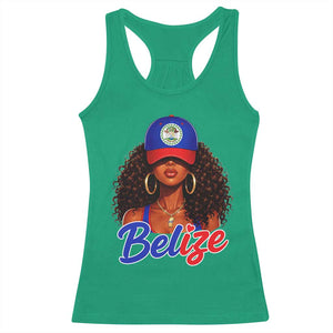 Belize Princess Racerback Tank Top Melanin Afro Girl Belize Flag Heritage Gift for Black Girls TS10 Irish Green Print Your Wear