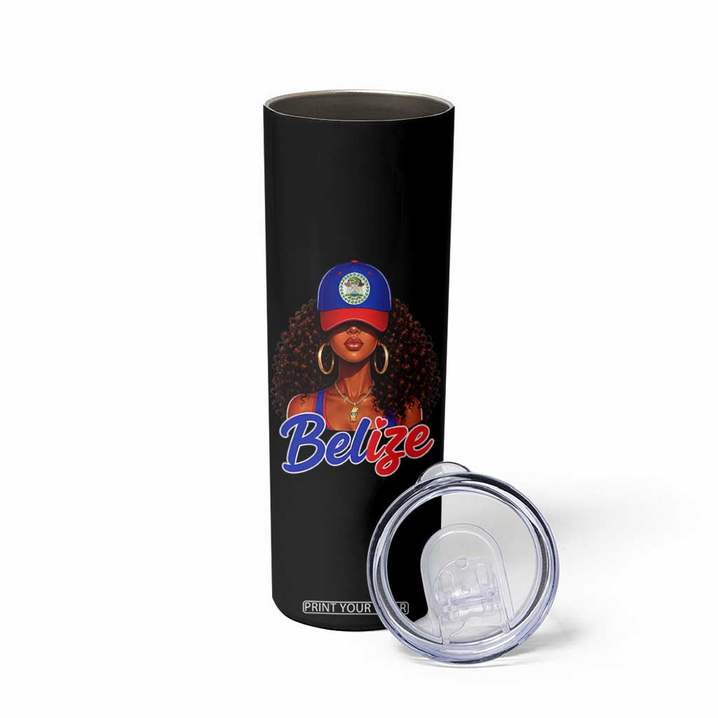 Belize Princess Skinny Tumbler Melanin Afro Girl Belize Flag Heritage Gift for Black Girls TS10 Print Your Wear