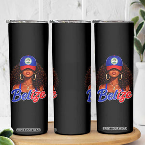 Belize Princess Skinny Tumbler Melanin Afro Girl Belize Flag Heritage Gift for Black Girls TS10 Print Your Wear
