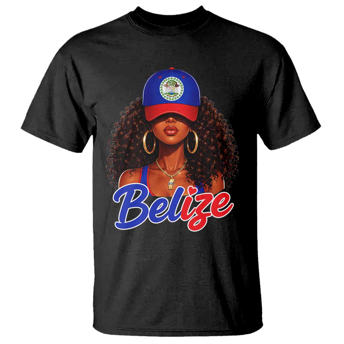 Belize Princess T Shirt Melanin Afro Girl Belize Flag Heritage Gift for Black Girls TS10 Black Print Your Wear