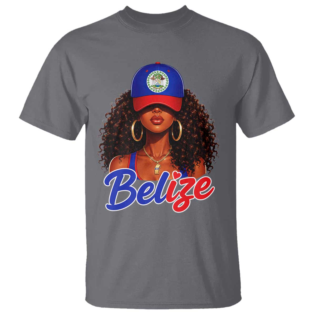 Belize Princess T Shirt Melanin Afro Girl Belize Flag Heritage Gift for Black Girls TS10 Charcoal Print Your Wear
