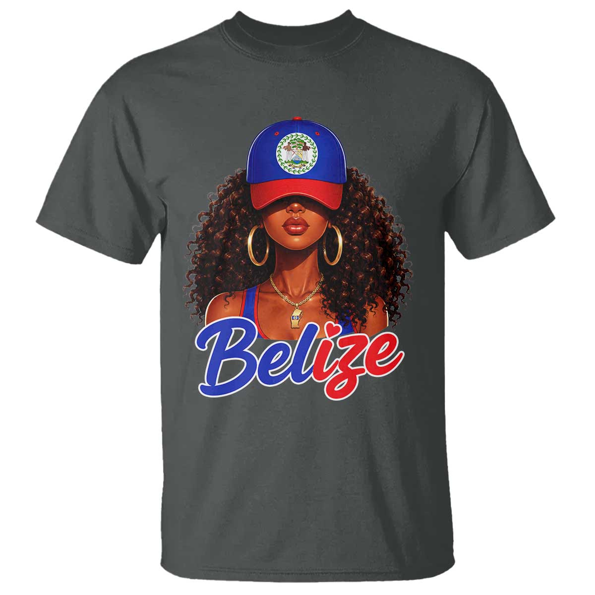 Belize Princess T Shirt Melanin Afro Girl Belize Flag Heritage Gift for Black Girls TS10 Dark Heather Print Your Wear