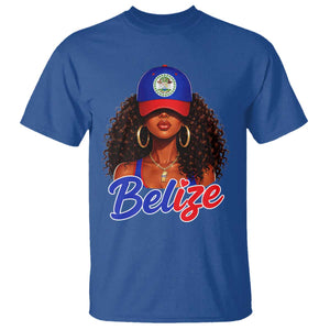 Belize Princess T Shirt Melanin Afro Girl Belize Flag Heritage Gift for Black Girls TS10 Royal Blue Print Your Wear