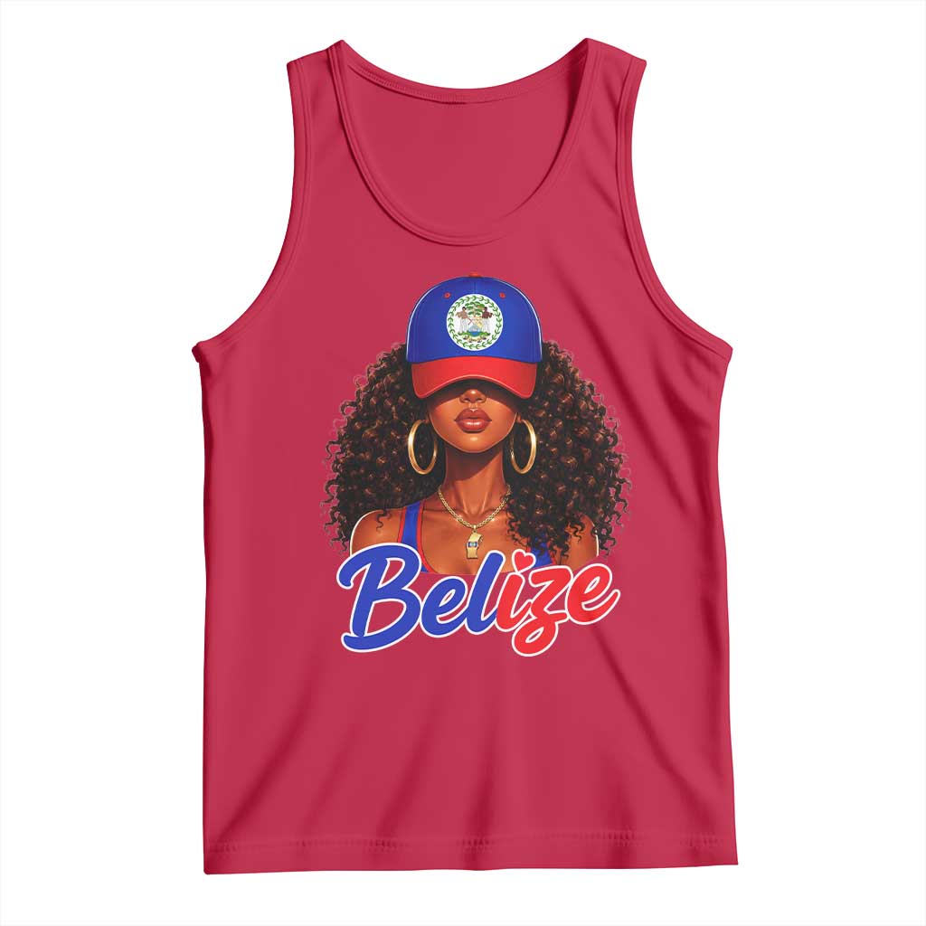 Belize Princess Tank Top Melanin Afro Girl Belize Flag Heritage Gift for Black Girls TS10 Red Print Your Wear