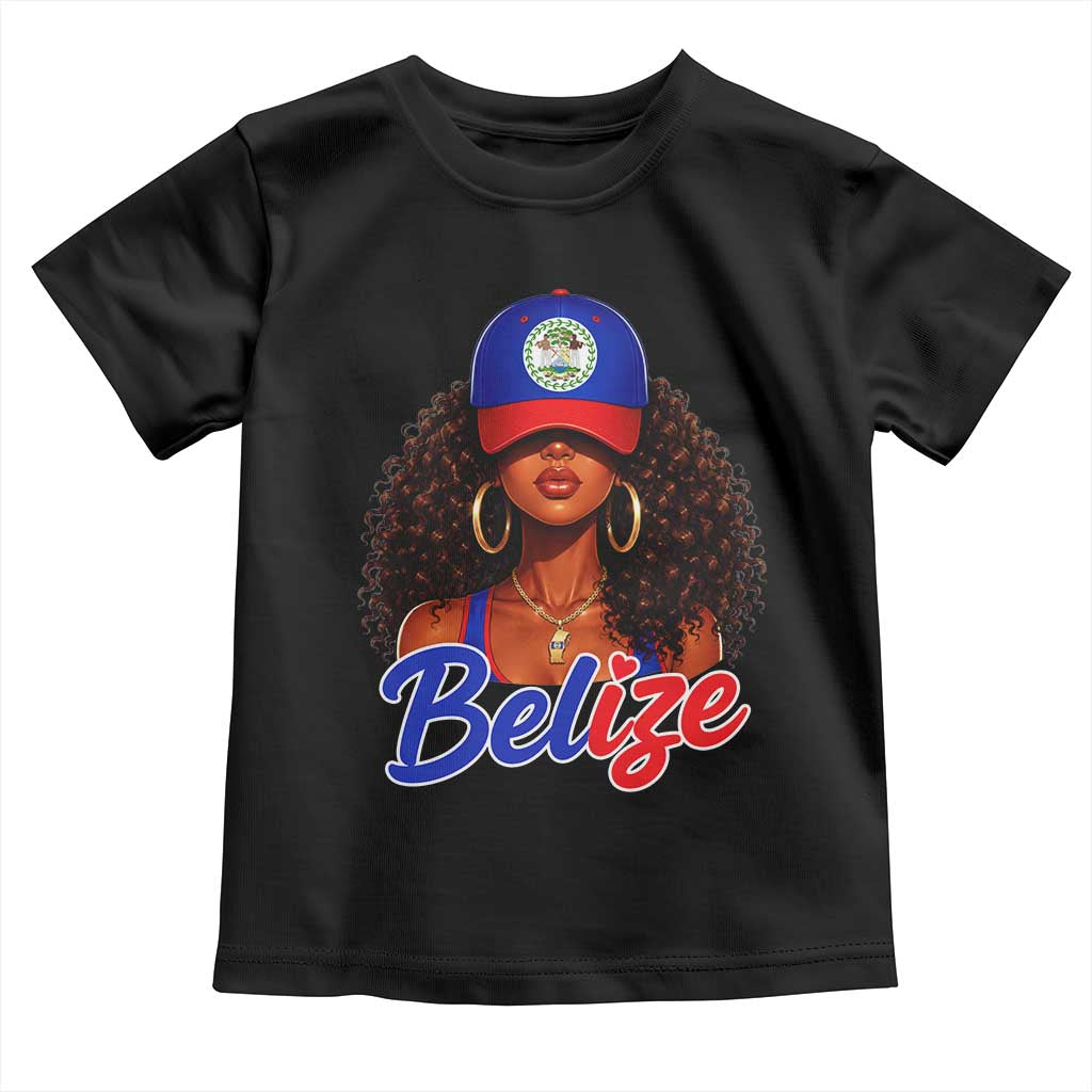Belize Princess Toddler T Shirt Melanin Afro Girl Belize Flag Heritage Gift for Black Girls TS10 Black Print Your Wear
