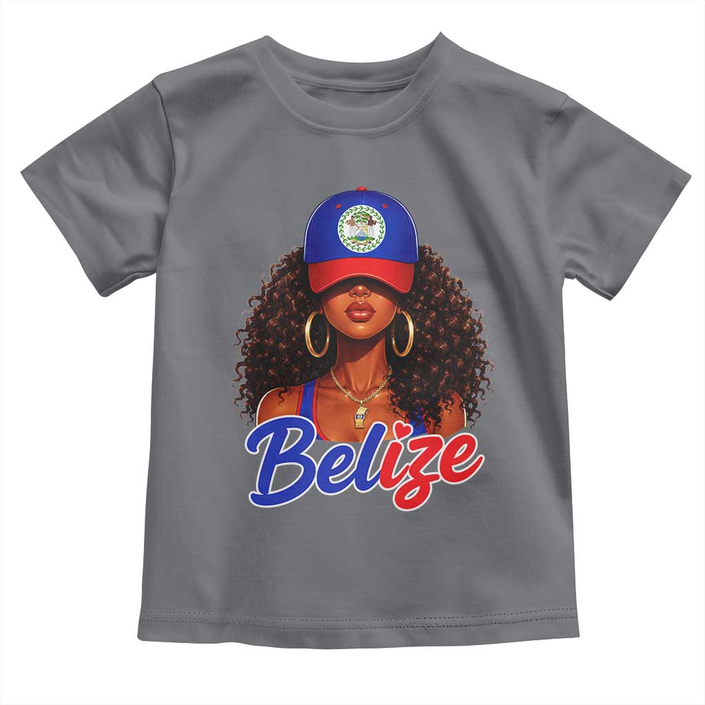 Belize Princess Toddler T Shirt Melanin Afro Girl Belize Flag Heritage Gift for Black Girls TS10 Charcoal Print Your Wear