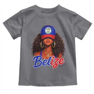 Belize Princess Toddler T Shirt Melanin Afro Girl Belize Flag Heritage Gift for Black Girls TS10 Charcoal Print Your Wear