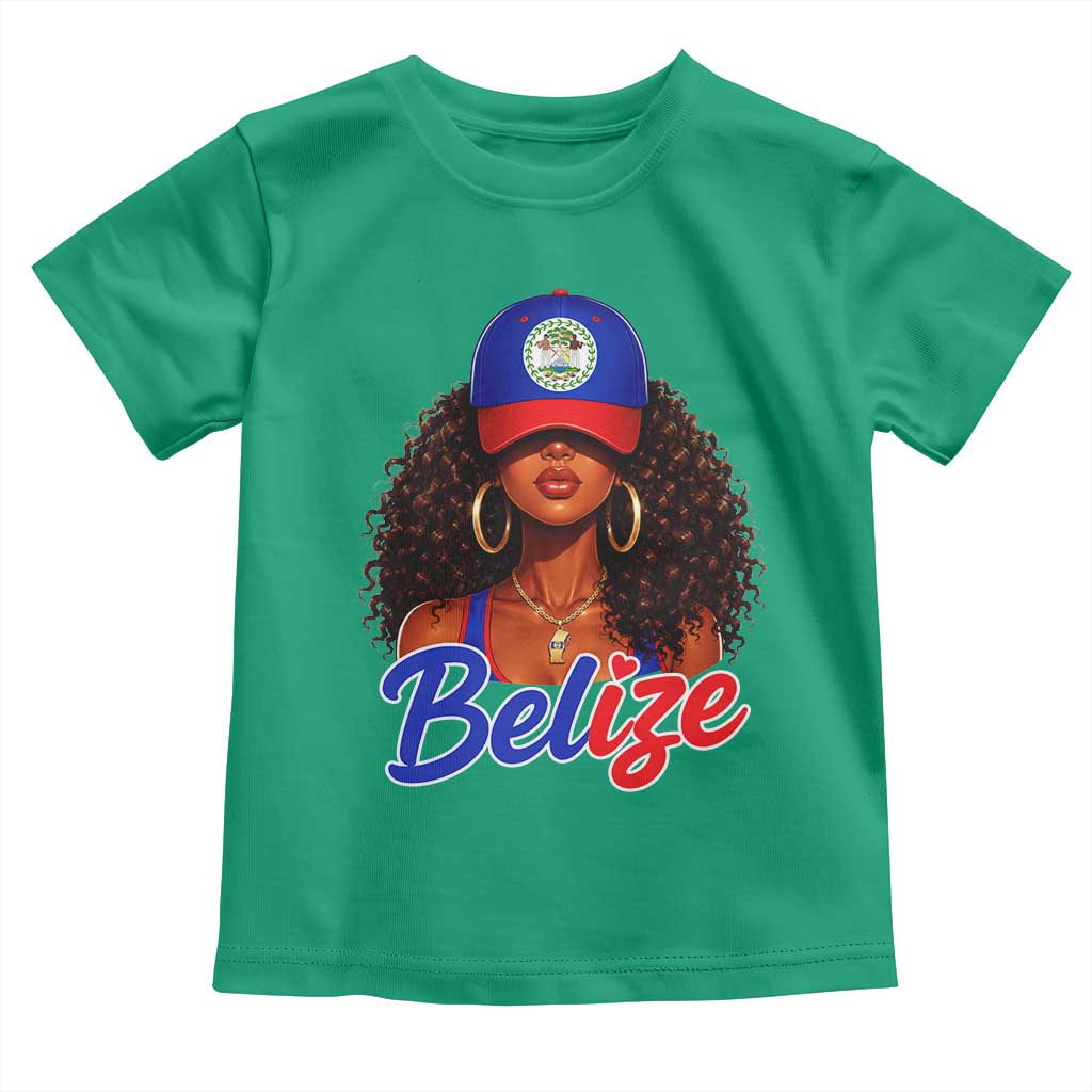 Belize Princess Toddler T Shirt Melanin Afro Girl Belize Flag Heritage Gift for Black Girls TS10 Irish Green Print Your Wear