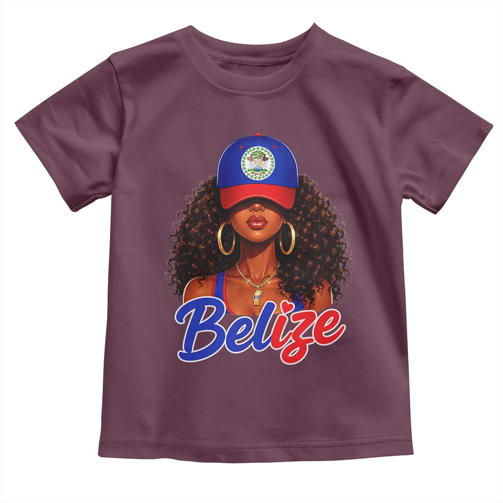 Belize Princess Toddler T Shirt Melanin Afro Girl Belize Flag Heritage Gift for Black Girls TS10 Maroon Print Your Wear