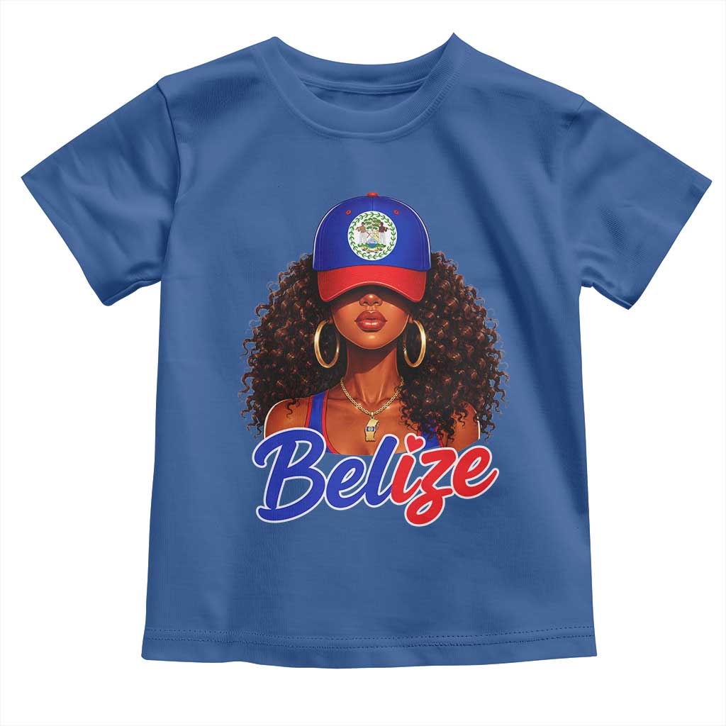 Belize Princess Toddler T Shirt Melanin Afro Girl Belize Flag Heritage Gift for Black Girls TS10 Royal Blue Print Your Wear