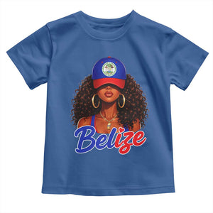 Belize Princess Toddler T Shirt Melanin Afro Girl Belize Flag Heritage Gift for Black Girls TS10 Royal Blue Print Your Wear