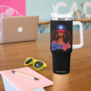 Belize Princess Tumbler With Handle Melanin Afro Girl Belize Flag Heritage Gift for Black Girls TS10 Print Your Wear