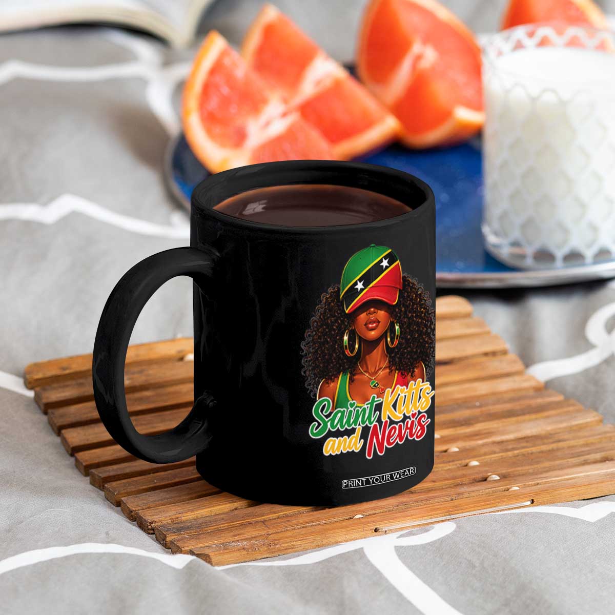 Saint Kitts and Nevis Princess Coffee Mug Melanin Afro Girl Heritage Gift for Black Girls TS10 Print Your Wear