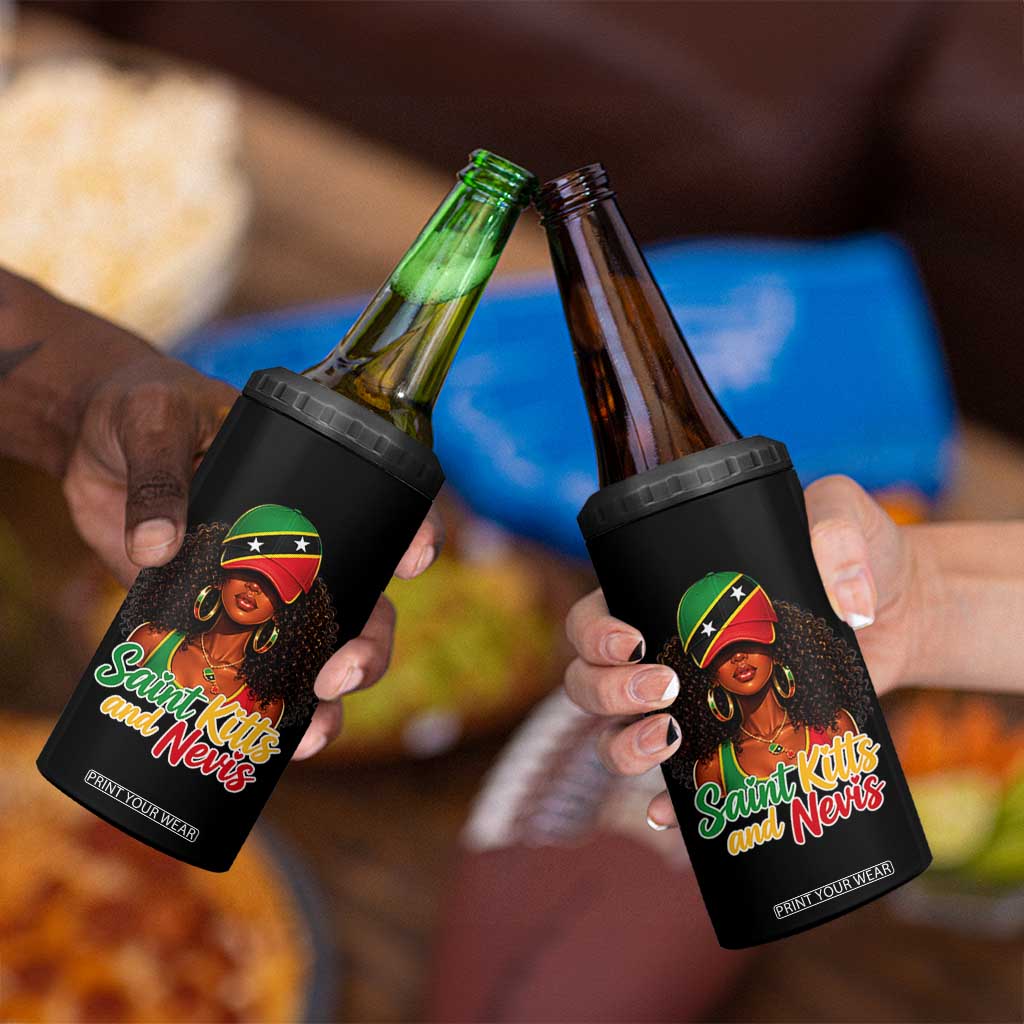 Saint Kitts and Nevis Princess 4 in 1 Can Cooler Tumbler Melanin Afro Girl Heritage Gift for Black Girls TS10 Print Your Wear