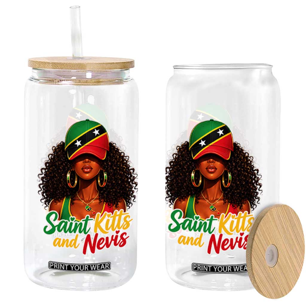 Saint Kitts and Nevis Princess Glass Can Melanin Afro Girl Heritage Gift for Black Girls TS10 Print Your Wear