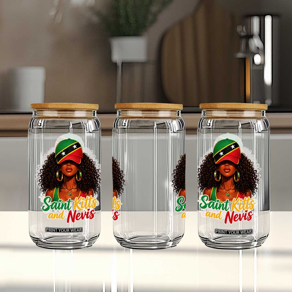 Saint Kitts and Nevis Princess Glass Can Melanin Afro Girl Heritage Gift for Black Girls TS10 Print Your Wear