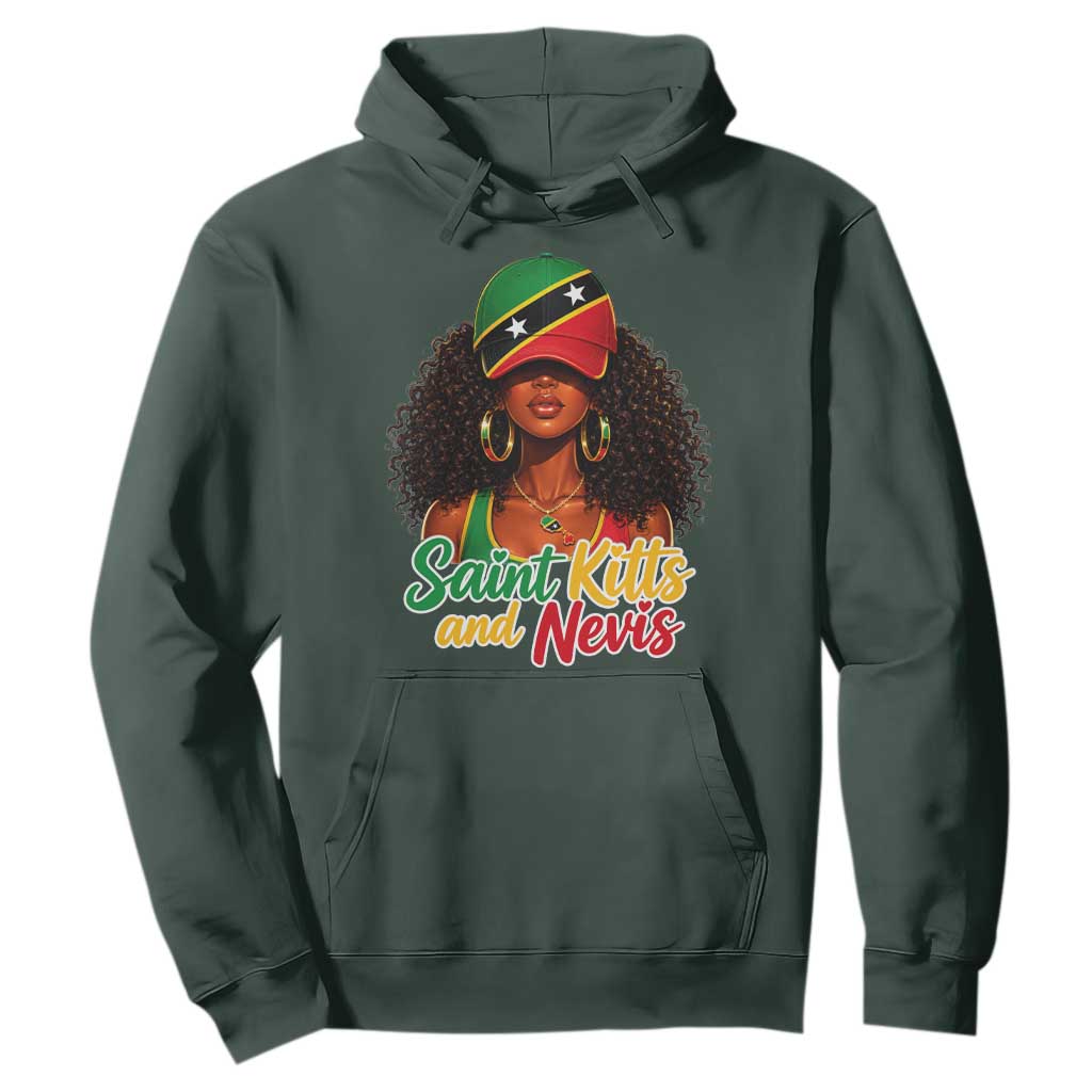 Saint Kitts and Nevis Princess Hoodie Melanin Afro Girl Heritage Gift for Black Girls TS10 Dark Forest Green Print Your Wear