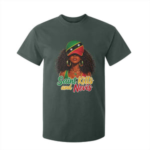 Saint Kitts and Nevis Princess T Shirt For Kid Melanin Afro Girl Heritage Gift for Black Girls TS10 Dark Forest Green Print Your Wear