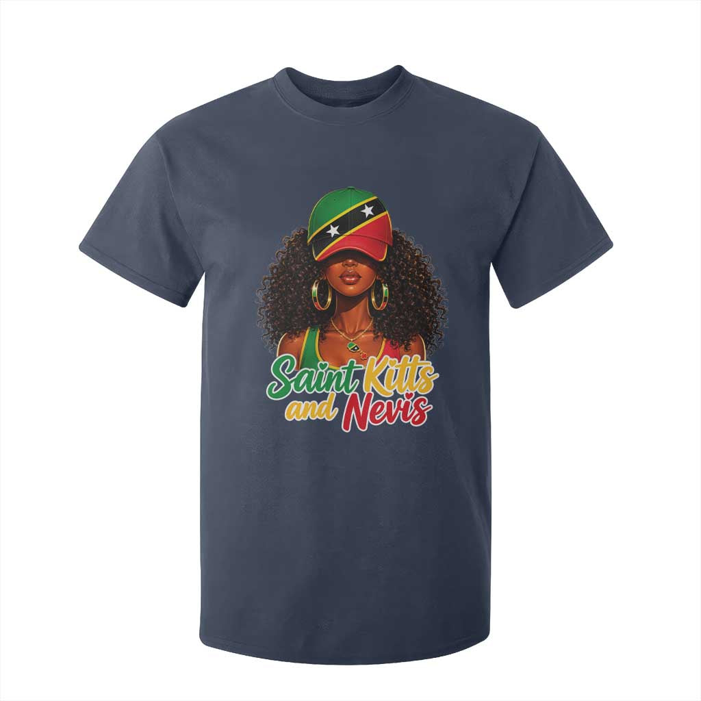 Saint Kitts and Nevis Princess T Shirt For Kid Melanin Afro Girl Heritage Gift for Black Girls TS10 Navy Print Your Wear