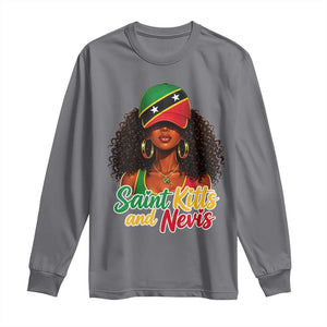 Saint Kitts and Nevis Princess Long Sleeve Shirt Melanin Afro Girl Heritage Gift for Black Girls TS10 Charcoal Print Your Wear
