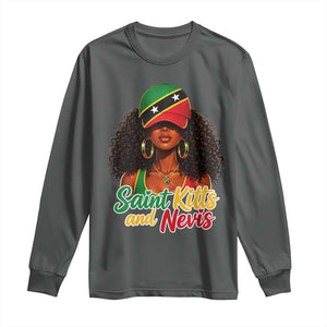 Saint Kitts and Nevis Princess Long Sleeve Shirt Melanin Afro Girl Heritage Gift for Black Girls TS10 Dark Heather Print Your Wear